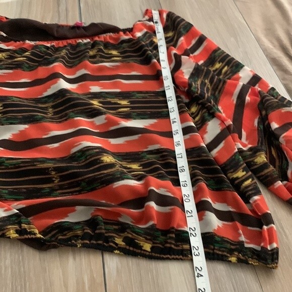 Vince CAMUTO Printed Boho Pattern Off Shoulder Long Sleeve Blouse Brown Medium - Picture 12 of 12